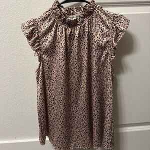 Leopard Print Ruffle Sleeve Top